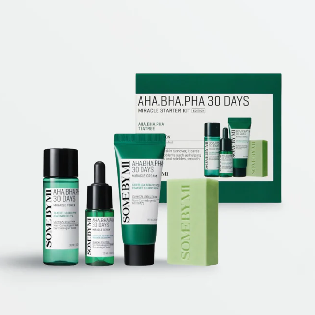 Aha-Bha-Pha 30 Days Miracle Starter Kit (Cleansing bar 30g, Toner 30ml,
Serum 10ml,
Cream 20g)