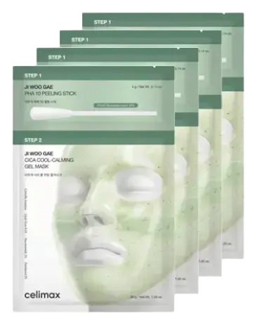 Ji Woo Gae Cica Pha Peel 2-Step Gel Mask 1ea (4 g / Net Wt. 0.14 oz. + 30 g / Net Wt. 1.05 oz.)